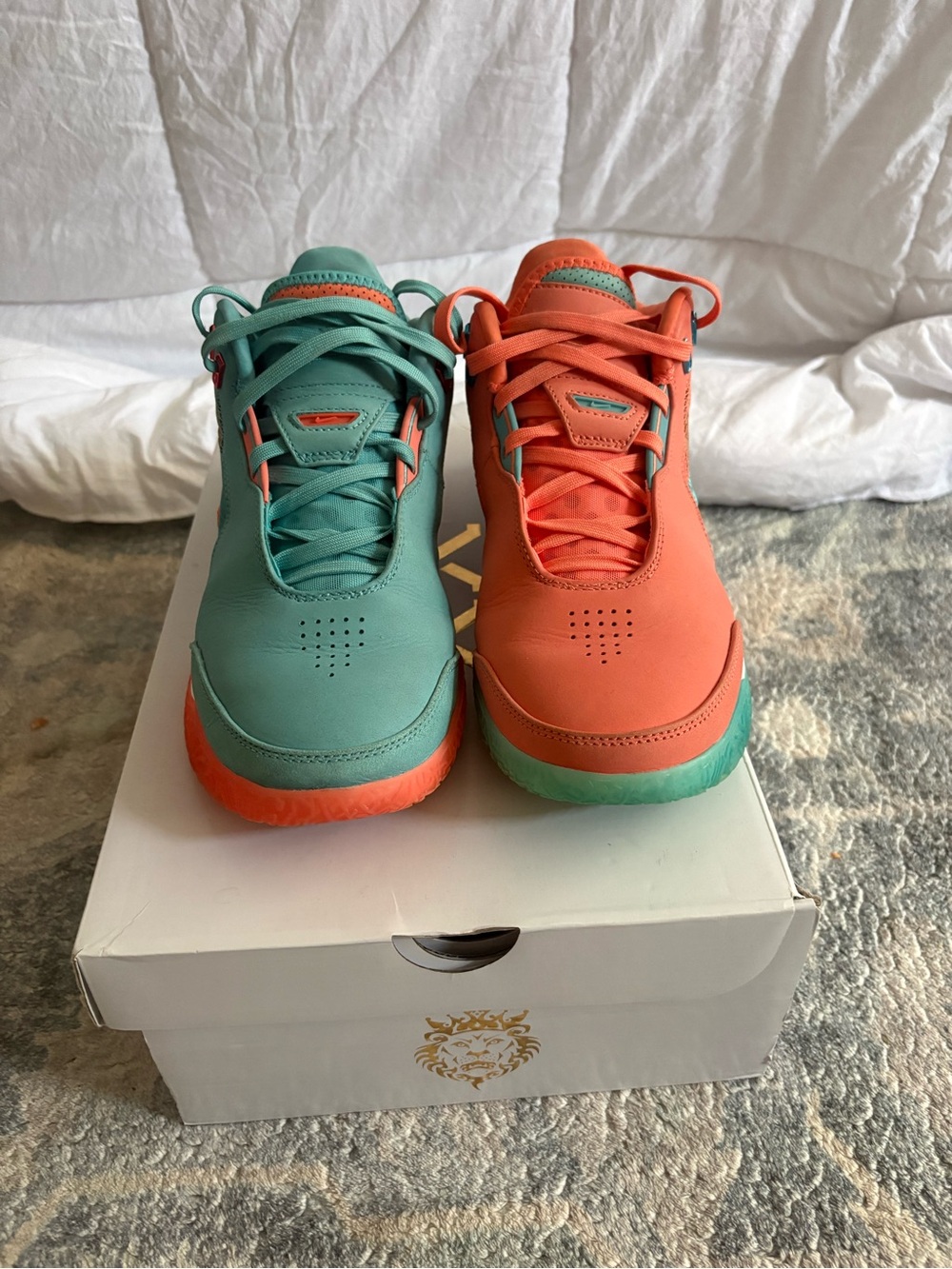 Nike LeBron NXXT Gen AMPD “Mineral Blue/LT Wild Mango” basketball shoes. Women’s - Picture 2 of 3
